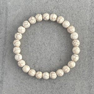 Natural White Turquoise Stone Bracelet 8mm Howlite Gemstone Stretch Bracelet